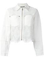 Mcq Alexander Mcqueen Hybrid Lace Denim Jacket, Women's, Size: 40, White, Cotton/polyester