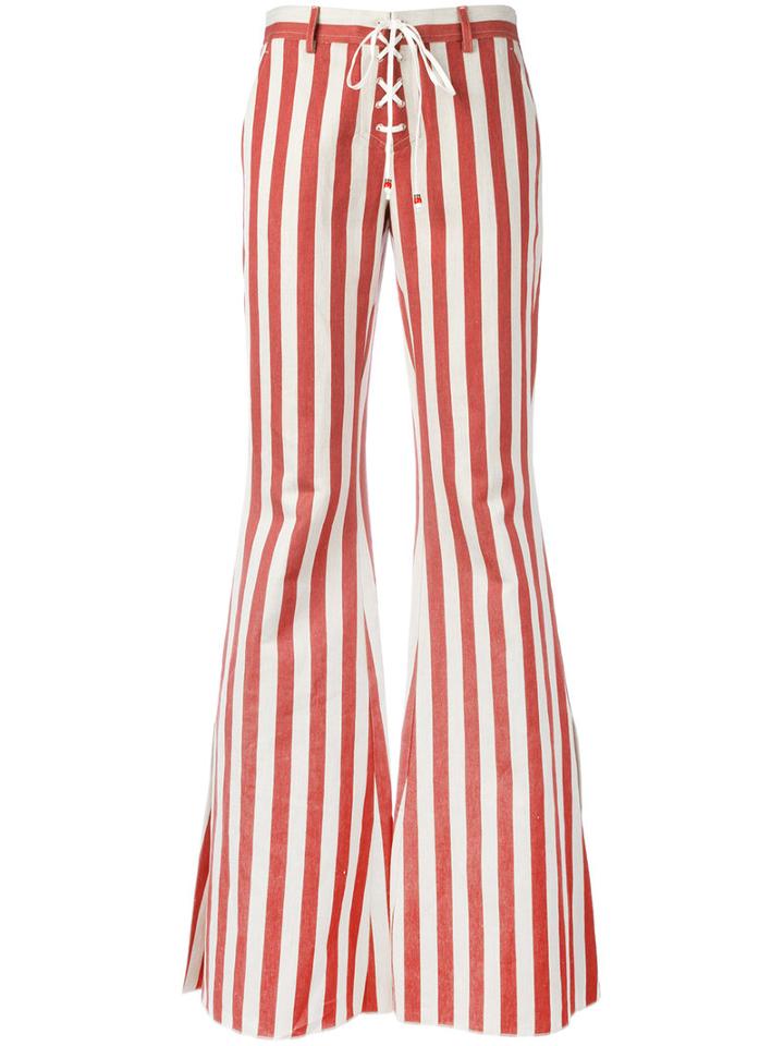 Roberto Cavalli - Striped Flared Jeans - Women - Cotton/hemp/polyester/viscose - 42, Red, Cotton/hemp/polyester/viscose