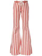 Roberto Cavalli - Striped Flared Jeans - Women - Cotton/hemp/polyester/viscose - 42, Red, Cotton/hemp/polyester/viscose