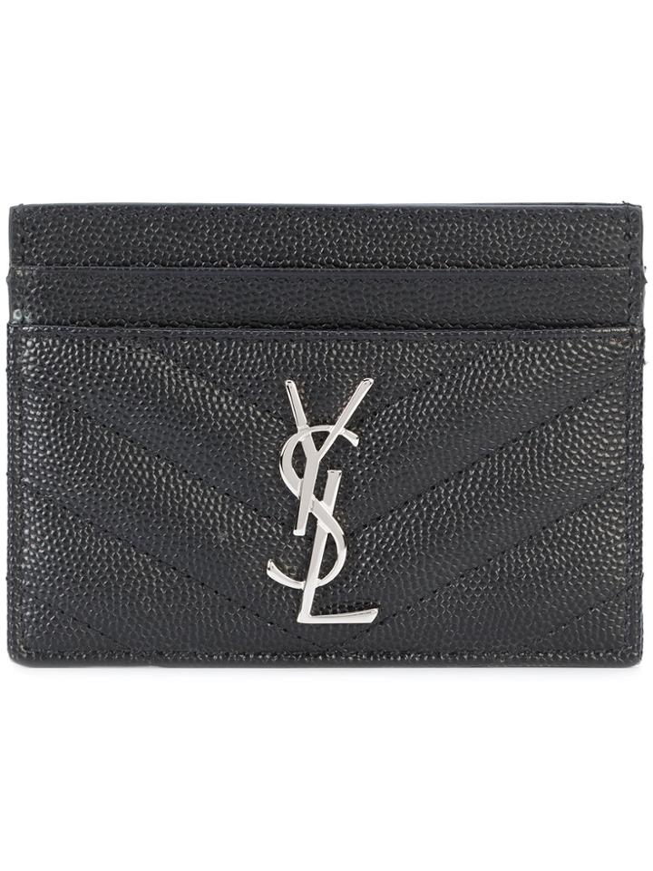 Saint Laurent Quilted Logo Cardholder - Black