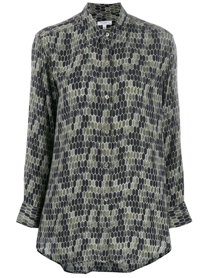 Equipment Geometric Print Shirt - Green