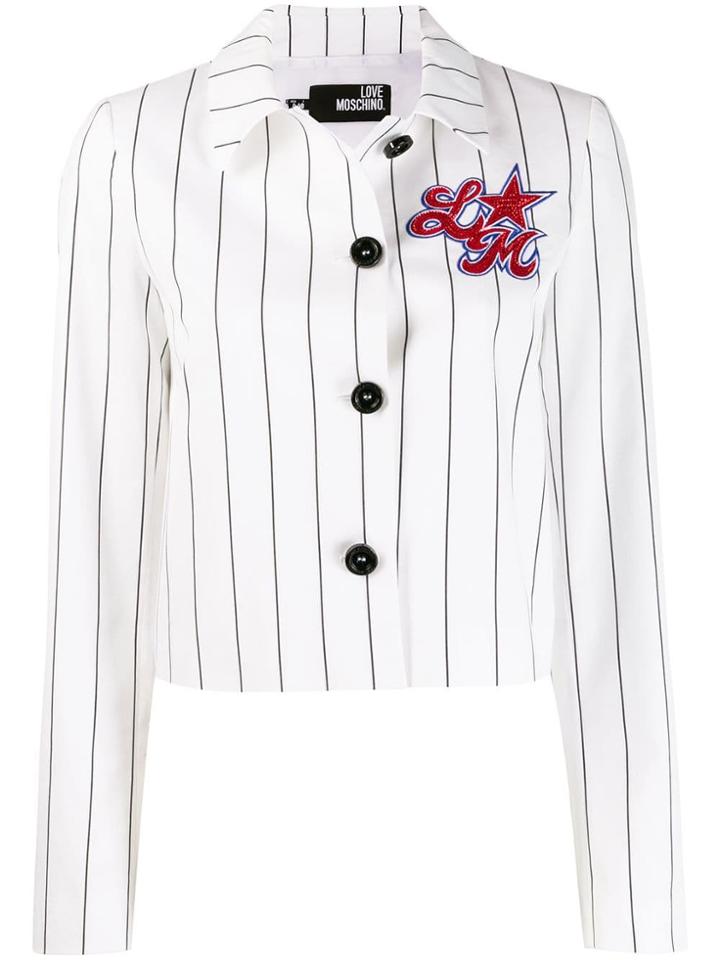 Love Moschino Striped Cropped Jacket - White