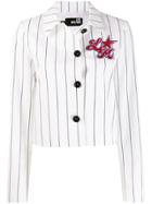 Love Moschino Striped Cropped Jacket - White