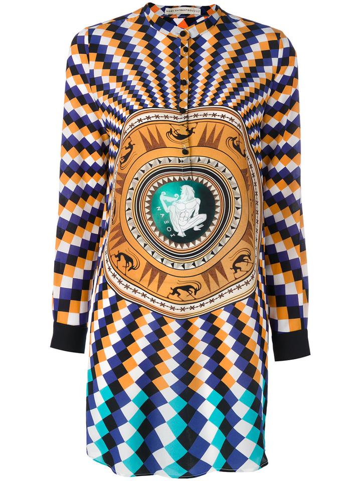 Mary Katrantzou - 'hellas' Blouse Dress - Women - Silk - 12, Blue, Silk