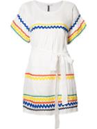 Lisa Marie Fernandez Zig Zag Trim Shift Dress, Women's, Size: 2, White, Linen/flax