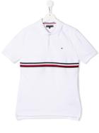 Tommy Hilfiger Junior Teen Stripe Detail Polo Shirt - White