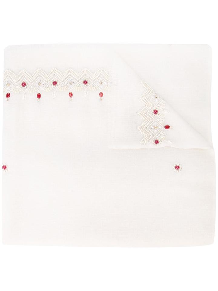 Janavi Jewel Embellished Scarf - White