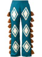 All Things Mochi Tassel Embroidered Trousers - Blue