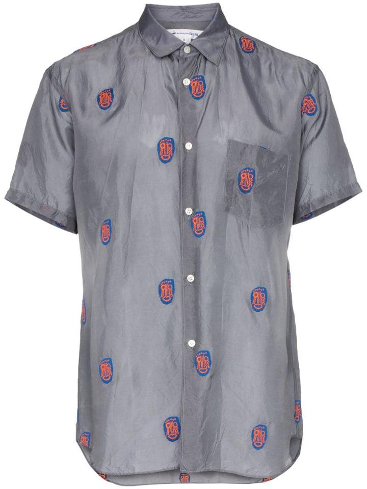 Comme Des Garçons Shirt Mask Embroidered Short-sleeved Shirt - Grey