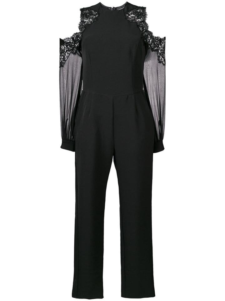 Ermanno Scervino Cold Shoulder Lace Insert Jumpsuit - Black