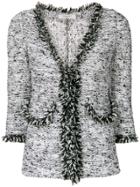 Charlott Frayed Trim Tweed Jacket - White