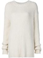 Adam Lippes Oversized Ribber Jumper, Women's, Size: Xs, White, Silk/linen/flax