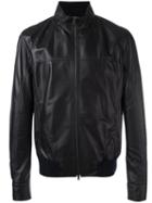 Herno Zip Up Leather Jacket, Size: 56, Black, Viscose/polyester/lamb Skin
