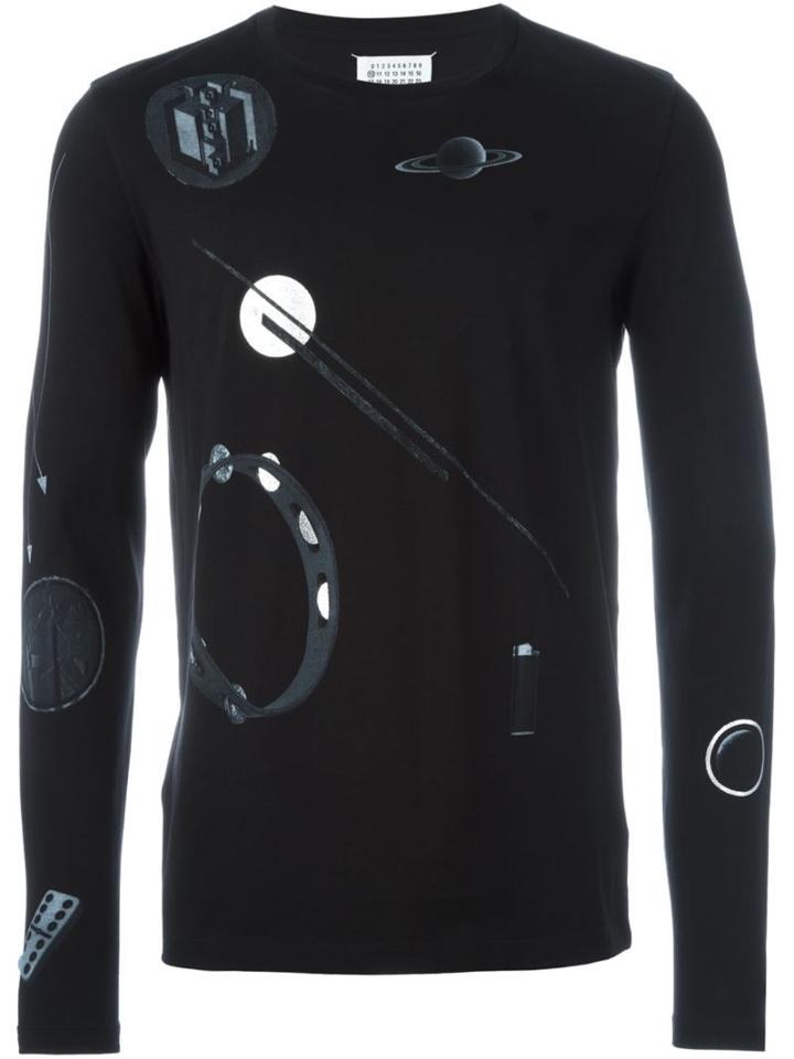Maison Margiela Printed Long Sleeve T-shirt, Men's, Size: 52, Black, Cotton