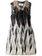 Urbancode Faux Fur Waistcoat, Women's, Size: 12, Black, Polyester/acrylic/polyurethane/viscose