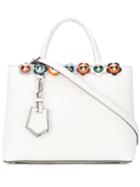Fendi - Petite 2jours Tote With Flower Appliqués - Women - Leather/acrylic/metal - One Size, White, Leather/acrylic/metal