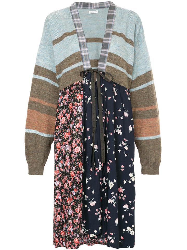 Yeah Right! Patchwork Knit Long-line Cardigan - Multicolour