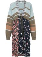 Yeah Right! Patchwork Knit Long-line Cardigan - Multicolour