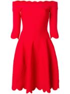 Alexander Mcqueen Scalloped Trim Bardot Dress - Red