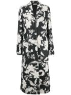 Jil Sander Longline Floral Coat - Grey