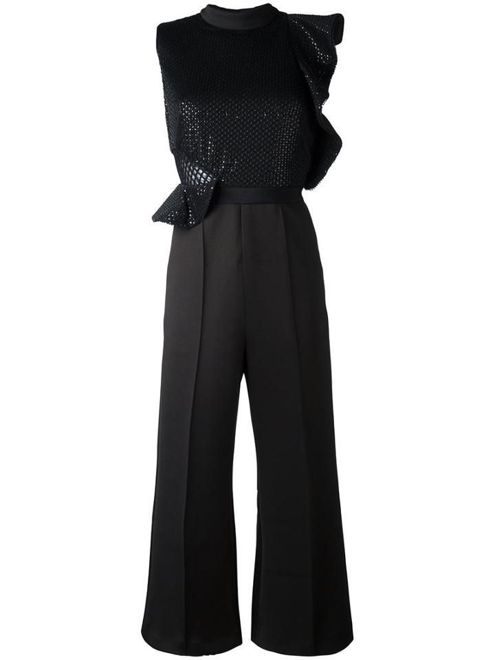 Self-portrait - Tailored Cropped Jumpsuit - Women - Polyester/spandex/elastane - 12, Black, Polyester/spandex/elastane