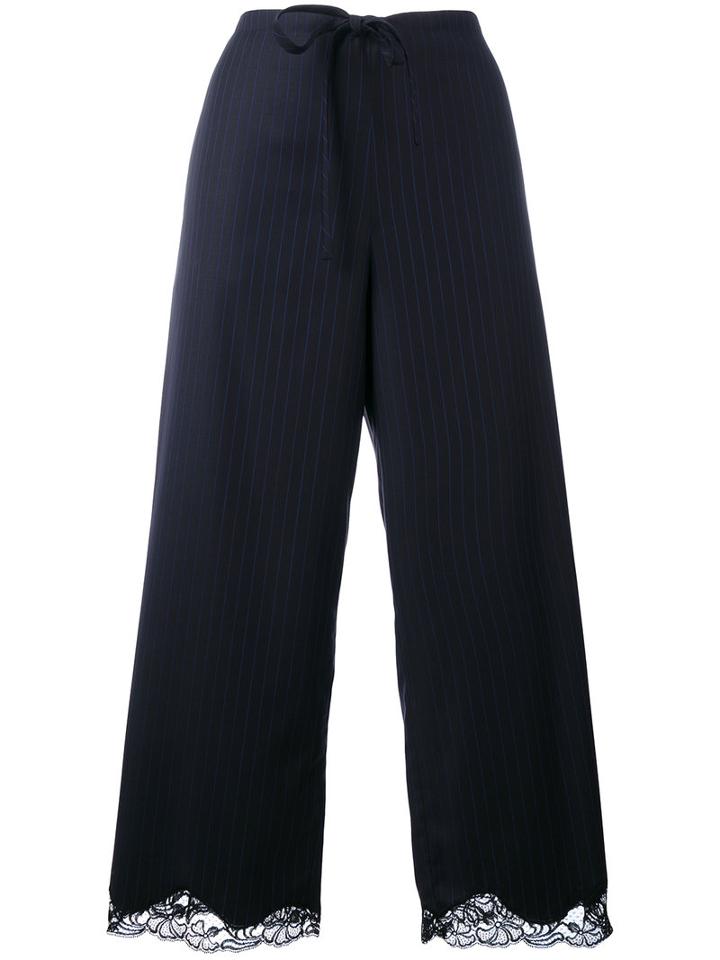 Alexander Wang - Pinstriped Cropped Trousers - Women - Nylon/polyester/virgin Wool - Xs, Blue, Nylon/polyester/virgin Wool