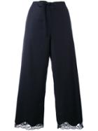 Alexander Wang - Pinstriped Cropped Trousers - Women - Nylon/polyester/virgin Wool - Xs, Blue, Nylon/polyester/virgin Wool