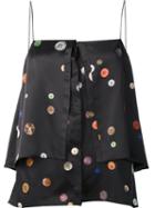 Edun Button Print Layered Camisole, Women's, Size: 2, Black, Silk