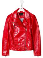 John Richmond Junior Teen Faux Leather Biker Jacket - Red