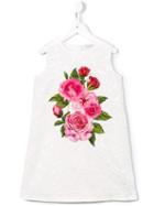 Dolce & Gabbana Kids Tulle Rose Brocade Dress, Girl's, Size: 10 Yrs, White