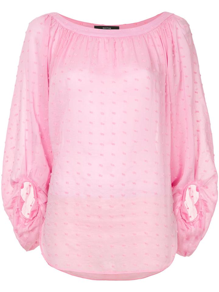 Smythe Balloon Sleeve Blouse - Pink & Purple