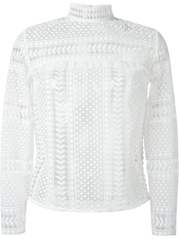 Self-portrait Crochet Lace Longsleeved Blouse - White
