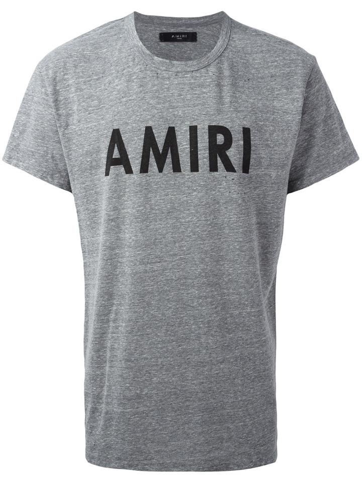Amiri Logo Print T-shirt, Men's, Size: Xxl, Grey, Cotton/polyester/rayon