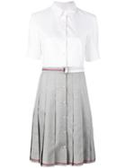 Thom Browne - Pleated Shirt Dress - Women - Silk/wool - 42, White, Silk/wool