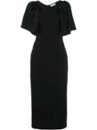 Osman Flutter Sleeve Fitted Dress, Women's, Size: 14, Black, Viscose/acetate
