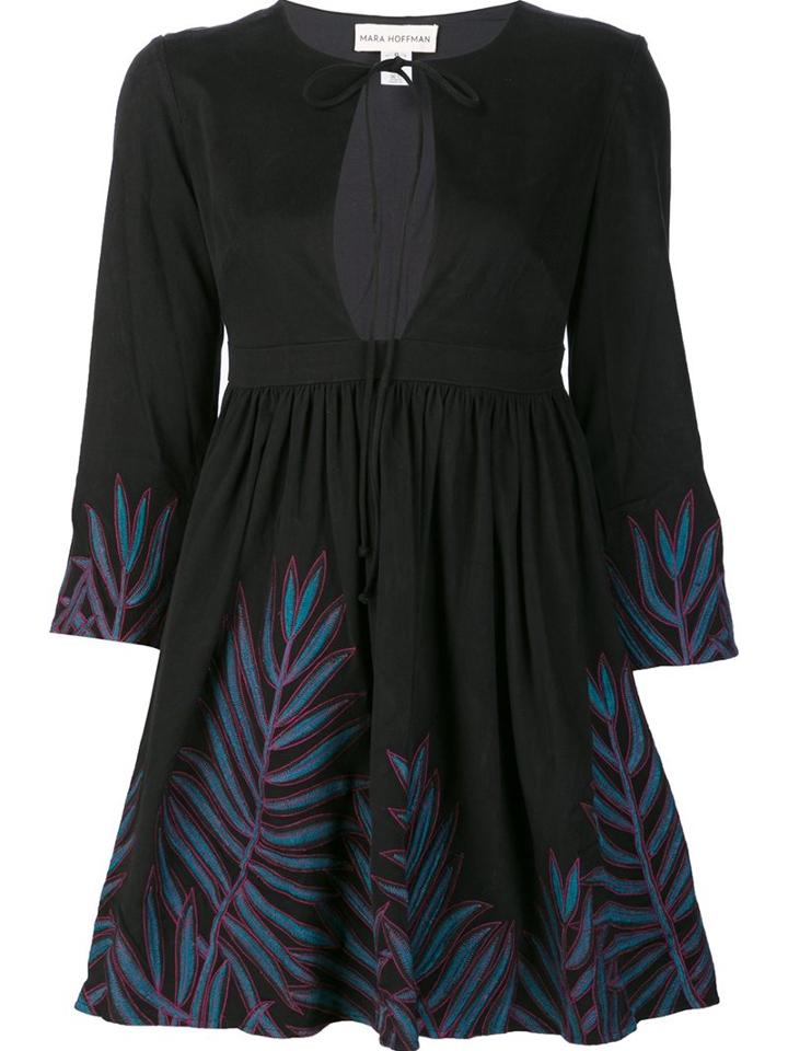 Mara Hoffman Embroidered Skater Dress, Women's, Size: 0, Black, Cotton/polyester/spandex/elastane/viscose