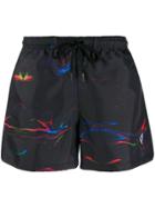 Marcelo Burlon County Of Milan Lights Print Swim Shorts - Black
