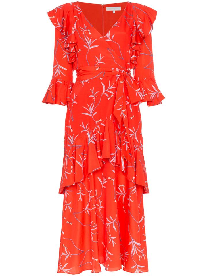 Borgo De Nor Aiana Ruffle Print Midi Dress - Red