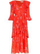 Borgo De Nor Aiana Ruffle Print Midi Dress - Red