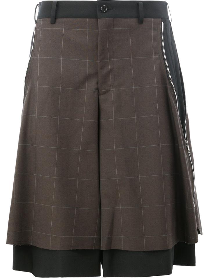 Comme Des Garçons Homme Plus Checked Wide-legged Shorts - Grey