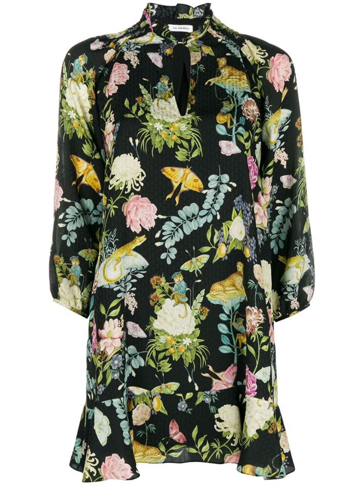 Vilshenko Floral Flared Midi Dress - Black