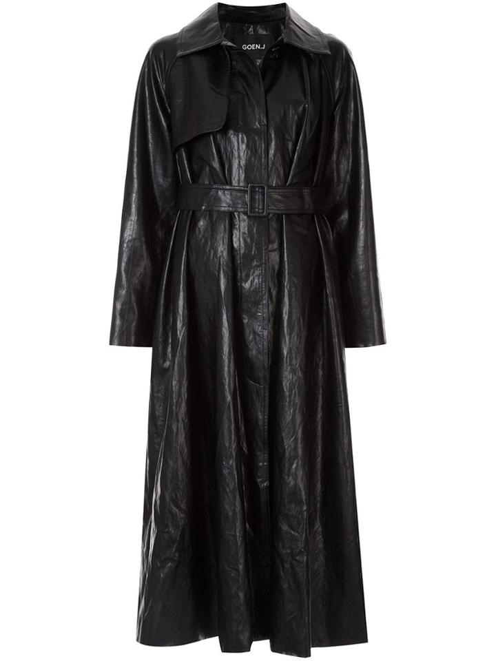 Goen.j Vintage Croc-effect Trench Coat - Black