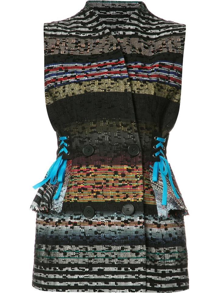 Tome 'striped Tweed Laced Tailored' Vest, Women's, Size: 4, Black, Cotton/polyester
