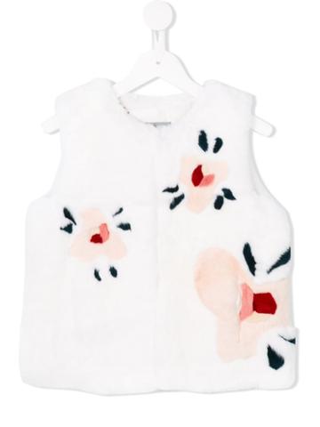 Yves Salomon Enfant Floral 'rex' Fur Vest, Girl's, Size: 10 Yrs, White