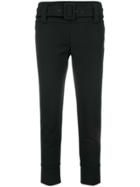 Prada Cropped Belted Skinny Trousers - Black