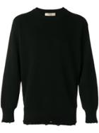 Maison Flaneur Ripped Crew Neck Sweater - Black