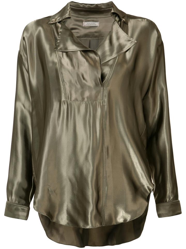 Nina Ricci - Metallic Blouse - Women - Silk/viscose - Xs, Green, Silk/viscose