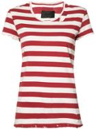 Rta - Striped Distressed Detail T-shirt - Women - Cotton - M, White, Cotton