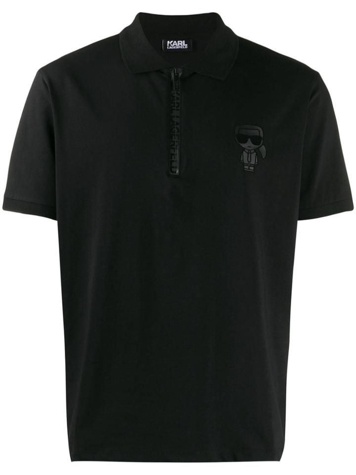 Karl Lagerfeld Logo Printed Polo Top - Black