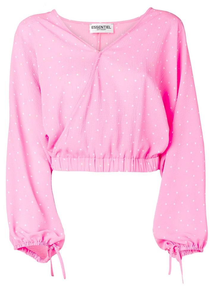 Essentiel Antwerp Polka Dot Cropped Blouse - Pink